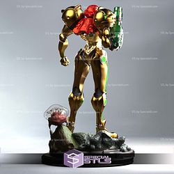 Samus Aran hold Helmet 3D Printer Files
