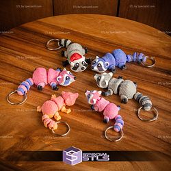 Basic STL Collection Articulated Racoon Keychain Santa