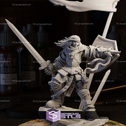 Heavy Armored Female Knight STL Miniatures