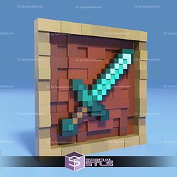 Minecraft Diamond Sword Frame STL Files