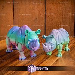 Basic STL Files Rhinoceros Articulated Rhino