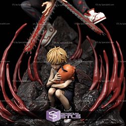 Chainsaw Man Denji and Pochita Diorama STL Files