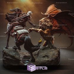 Ciri vs Manticore 392mm STL Files