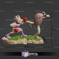 Hitmonchan vs Hitmonlee Pokemon 119mm STL Files