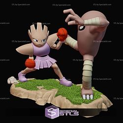 Hitmonchan vs Hitmonlee Pokemon 119mm STL Files
