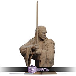 Qui Gon Jinn and Lightsaber Bust STL Files