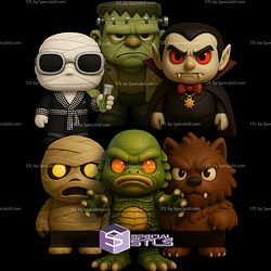 Classic Monster Chibi Keychain Pack STL Files