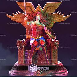 Wonder Woman on Throne STL Files