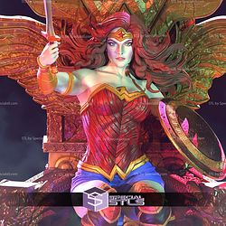 Wonder Woman on Throne STL Files
