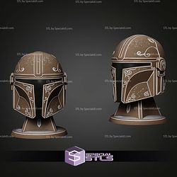 Gingerbread Mando helmet with display stand STL Files
