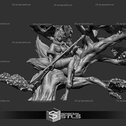 Sakura Tree Fox Girl STL Files
