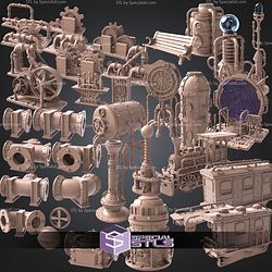 Steam Punk Terrain Set STL Miniatures