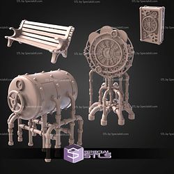 Steam Punk Terrain Set STL Miniatures