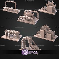 Steam Punk Terrain Set STL Miniatures