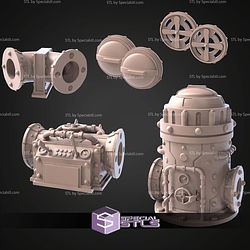 Steam Punk Terrain Set STL Miniatures