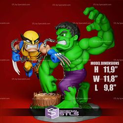 Chibi STL Collection Wolverine Vs Hulk