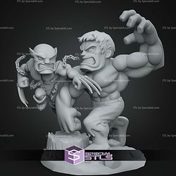 Chibi STL Collection Wolverine Vs Hulk