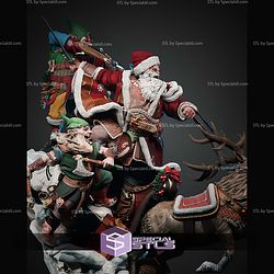 Santa Claus Crashing Sleigh Battle Diorama STL Files