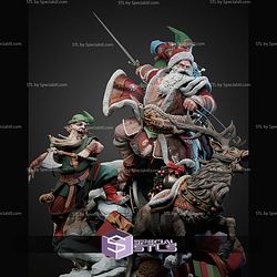 Santa Claus Crashing Sleigh Battle Diorama STL Files