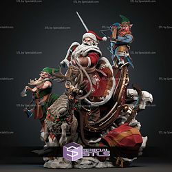 Santa Claus Crashing Sleigh Battle Diorama STL Files