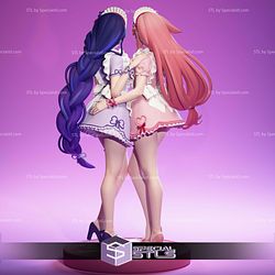 Raiden Shogun and Yae Miko Maid Girls STL Files