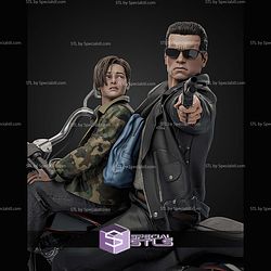 Terminator and John Connor on Motor 300mm STL Files
