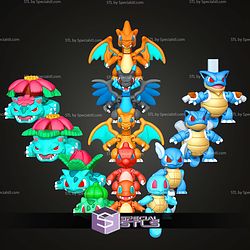 Super Basic STL Pokemon Starters Mini Pack MultiColor