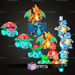 Super Basic STL Pokemon Starters Mini Pack MultiColor