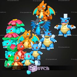 Super Basic STL Pokemon Starters Mini Pack MultiColor