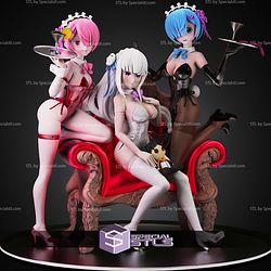 Ram Rem Emilia Bunny Suit Girls ALT STL Files