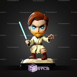 Obi Wan Kenobi and Lightsaber Chibi STL Files