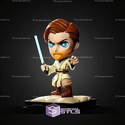 Obi Wan Kenobi and Lightsaber Chibi STL Files