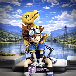 Tai And Agumon On The Train 210mm STL Files