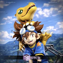Tai And Agumon On The Train 210mm STL Files