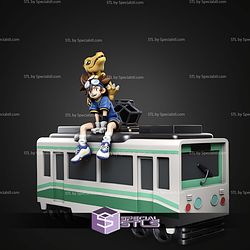 Tai And Agumon On The Train 210mm STL Files