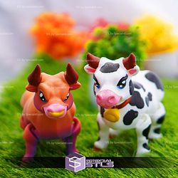 Super Basic STL Cute Flexi Cow Bull Articulated