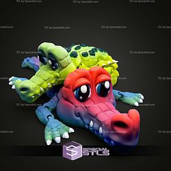 Super Basic STL Cute Flexi Crocodile Articulated