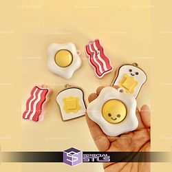 Breakfast Friends Clicker Keychain Fidget Toy Bundle STL Files