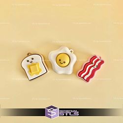 Breakfast Friends Clicker Keychain Fidget Toy Bundle STL Files
