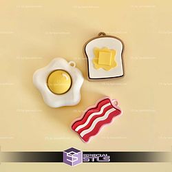 Breakfast Friends Clicker Keychain Fidget Toy Bundle STL Files