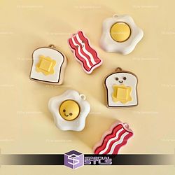 Breakfast Friends Clicker Keychain Fidget Toy Bundle STL Files
