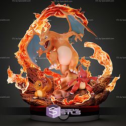 Charmander Charizard Charmeleon Diorama STL Files