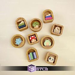 Mini Book Nook Clicker Keychain Fidget Toy Bundle STL Files