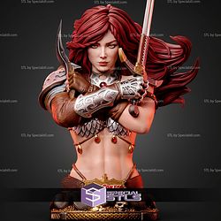 Red Sonja Portrait Bust Snake Base 330mm STL Files