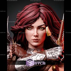 Red Sonja Portrait Bust Snake Base 330mm STL Files
