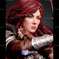Red Sonja Portrait Bust Snake Base 330mm STL Files