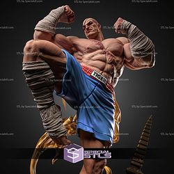 Sagat Kick Pose Buddha Base 423mm STL Files
