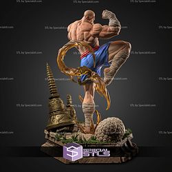 Sagat Kick Pose Buddha Base 423mm STL Files