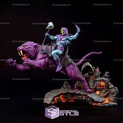 Skeletor On Panther Battle STL Files