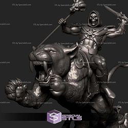 Skeletor On Panther Battle STL Files
